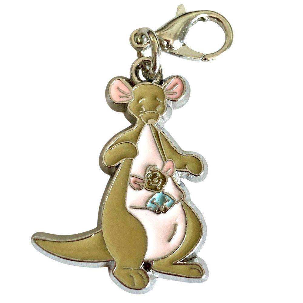 Vtg Disney Kanga Roo Winnie the Pooh Clip On Charm  Zipper Pull Purse Bag Signed